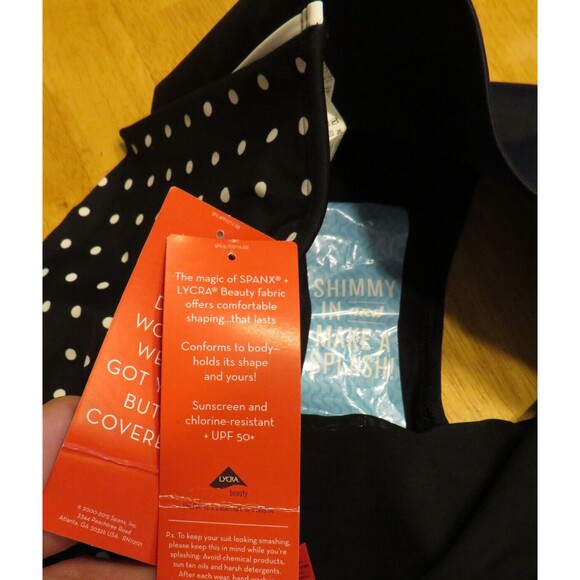 Spanx Black And White Polka Dot Flirty Skirted Shaping Swim Bottoms Size 16 - Picture 6 of 12